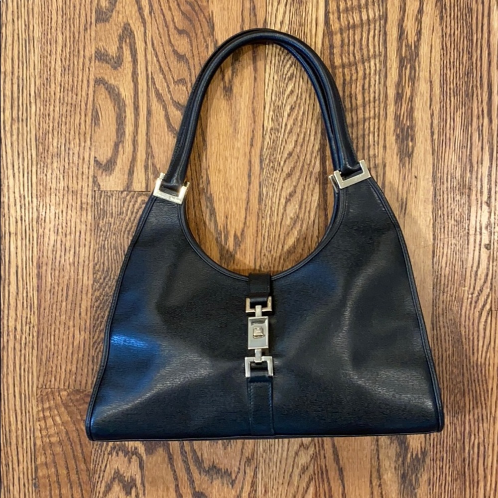Vintage Black Leather Gucci Purse